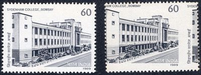 India 1989 Sydenham College 60p single with major printing shifted error towards right along 