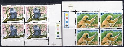 India 1983 (Oct. 1) Indian Wildlife - Monkeys set of 2v in mnh mint block of four.