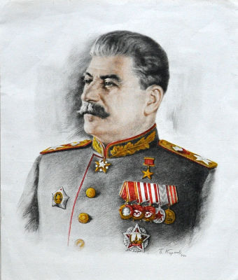 И.В.Сталин. Худ. Б.Карпов 1944 г. Литография. Формат листа 20 х 23 см.