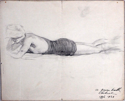 Два рисунка. Бумага карандаш. 1931 г. Есть надписи рукой автора. Формат 28 х 23 см.