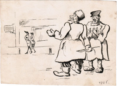 Карикатура. Бумага тушь 1926 г. Худ. Б.Пророков.