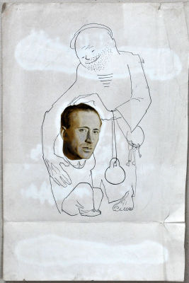 Борис Пророков карикатура 30-е. Тушь, фотомонтаж. Формат 27 х 40 см.