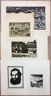 Линогравюры. Бумага, авторские оттиски. Формат 33 х 19 см, 18 х12; два пробных оттиска 1969 г. 