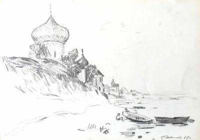 Н/Х рисунок 1967 год. Бумага, карандаш. Формат 28 х 20 см.