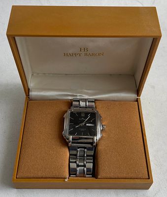 Часы мужские наручные “Happy Baron” 25 jewels swiss made. Родная коробка. 1990-е г., на ходу.