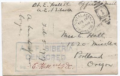 1919. Американский экспедиционный корпус в Сибири. Открытое письмо. Красивое открытое письмо с 