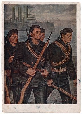 Худ. К. Максимов. Революционные матросы с крейсера "Аврора"