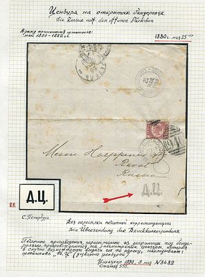 25 мая 1880. Цензура на открытых бандеролях. Самая ранняя дата применения в С.-Петербурге. Откры 