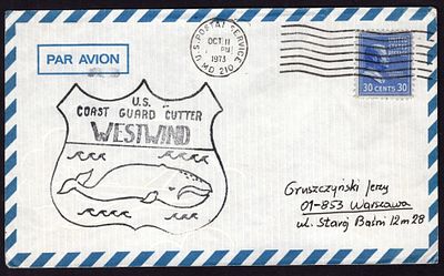 1973. ФИРМЕННЫЙ КОНВЕРТ. Первый сторожевой катер США "ВЕСТВИНД".
