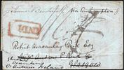 Calcutta 1848 Rare entire. with boxed INDI strike (Giles#16a of Calcutta). Along with Giles#G15 Image - 1