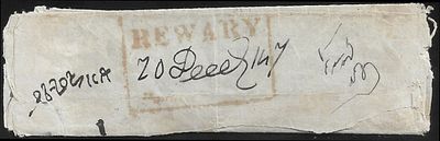 Rewary Paid 20 Dec 1847. part entire with rare strike that is unrecorded by Giles.