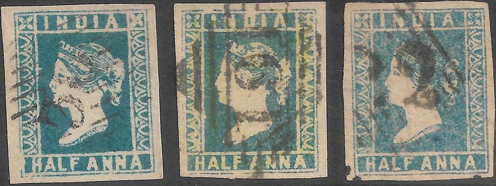 Half Anna 3 fine used stamps. choice examples with margins.