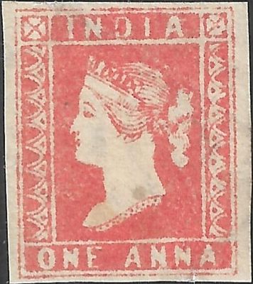 One anna Die I mint. superb example of Red SG#12. Minor imperfections do not detract as the 