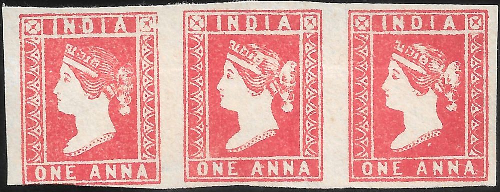 One Anna Mint Strip of 3. with ample margins on all sides save the bottom corner of the first 
