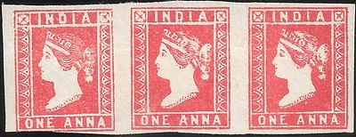 One Anna Mint Strip of 3. with ample margins on all sides save the bottom corner of the first 