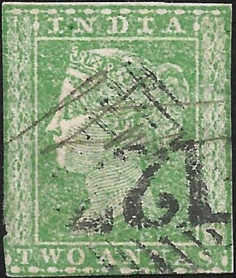 Two annas on 1 anna watermark. trimmed margins and other visible faults do not detract, key 