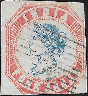 4 annas cut square fine used. fine margin on 2 sides. Very low start.