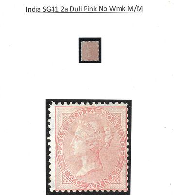Dull Pink 2 annas East India mint stamp. superb example of SG#41 with part original gum, the 