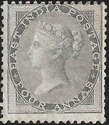 East India Grey-Black 4 annas very fine mint SG#46. some original gum, superb appearance. Odd 