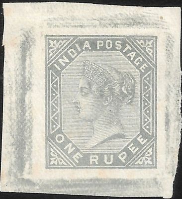 Proof of One Rupee Postal Forgery 1883. SG#101 was postally forged. This is a die impression 