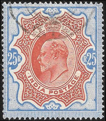 KEVII Rs. 25 very fine used. cancelled by light telegraphic cancellation. Very desirable.