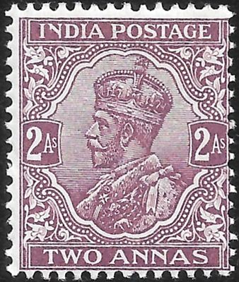 KGV Two annas first leg of N omitted. superb variety in single star issue.