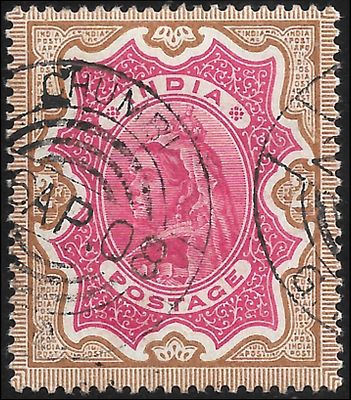 India Used in Chumbi Tibet. QV Rs. 2 cancelled by 2 postmarks of Chumbi GTO dated 26 April 1908. 