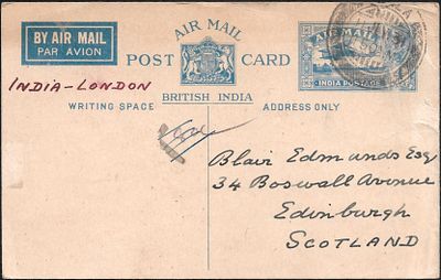 Airmail Postcard Used before day of issue 1931. used on 11 July 1931 and sent to Scotland. 