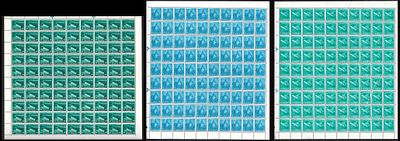 Five Year Plan 3 complete sheets. complete sheets of 1a, 2a and 3a, each of 90 stamps in white 