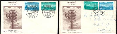 Telegraph Centenary 2 FDCs Simla and Hyderabad. official FDC with Simla first day postmark and 