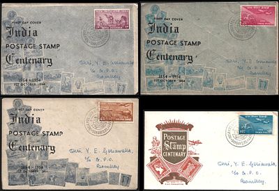Stamp Centenary 4 different Private FDCs. each tied by different stamp of the set. Superb.