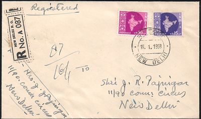 Map 1958 2 values FDCs. both values issued on that date, hence a complete set FDC. Registered 