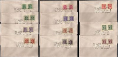 Service Official Imperf set 1981. pair of each of the 12 stamps of the set tied by day of issue cds.