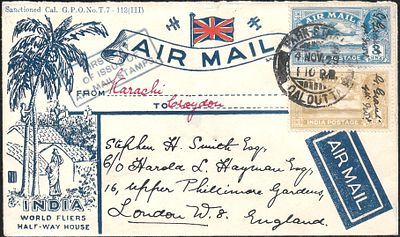 Airmail 1929 FDC signed by Grant and Stephen Smith. 2 values of the set both signed by Grant 
