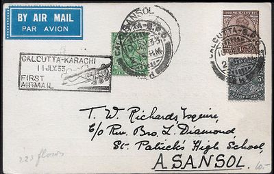 Calcutta to Karachi Stephen Smith signed FFC. expansively signed by Smith on the reverse.