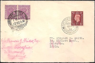 First All UP flight to India and first all UP flight from India. on the same cover which was 