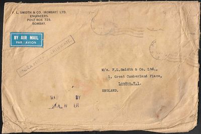 Portland Crash 1947 Bombay to England. Large cover that was salvaged from the Portland crash in 