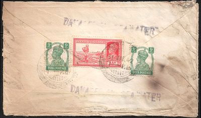 Wreck cover 1942 India to UK. Hopkins records a similarly worded cachet on a cover originating 