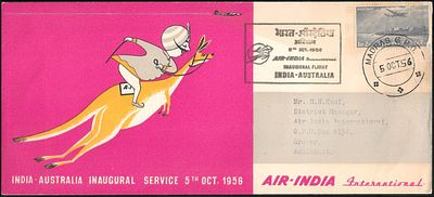 Air India Madras to Sydney 1956 FFC. very scarce stage of the Bombay to Sydney first flight. 