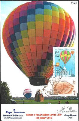 Hot Air Balloon Flown Special Postcard 2016. superb condition.