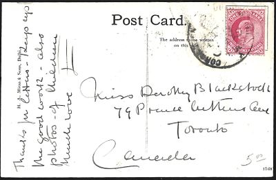 Coronation Durbar A alphabet special postmark. on postcard to Canada which is a rare destination 