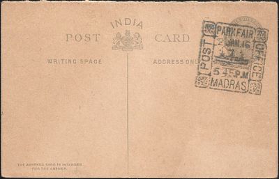 Park Fair Special postmark on postcard. 1916 ship postmark.