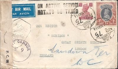 WWII 1944 'On Active Service Not To Be Taxed' Censored cover. superb and clear strike of this 