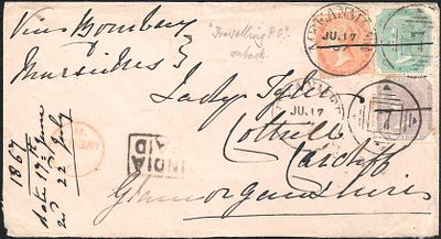 Mean Meer Type 9/I three colour franking cover. superb cover with 3 postmarks on reverse. 