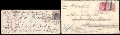 Two Sea Post covers. from India to England and vice-versa. Superb pair.