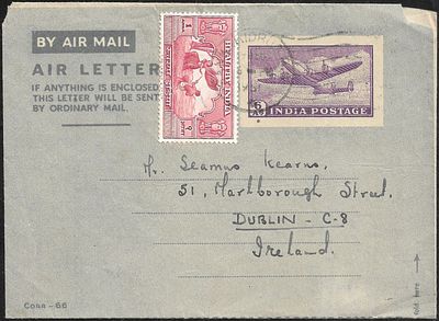 Healthy India label tied to Air Letter. sent to Ireland.