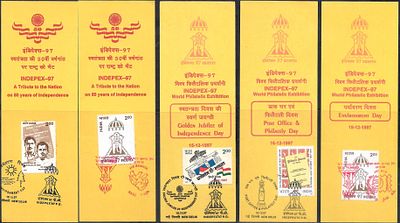 Indipex 1997 Five special postmarked Bookmarks. with different cancels.