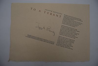 [Иосиф Бродский. Автограф. Тираж 90 экз.]. Joseph Brodsky. Одному тирану. To a tyrant. Одному 