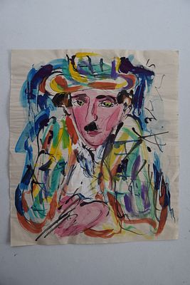 Майоров Игорь. [Работа с подписью А.Зверева]. Портрет мужчины. Портрет мужчины. Бумага, гуашь. 