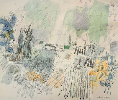 אביגדור סטימצקי נופי ירושלים, ליתוגרפיה ממוספרת מתוך תיקיית אקוורלים חתומה וממוספרת 24/250. ליתוג 